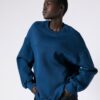 Long Sleeve Sweatshirt with Front Seams Indigo Blue