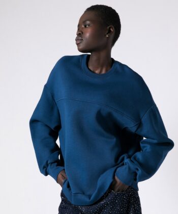 Long Sleeve Sweatshirt with Front Seams Indigo Blue