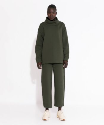 Σετ Φούτερ Oversized Μπλούζα Παντελόνι Carrot Fit Πράσινο Λαδί 1