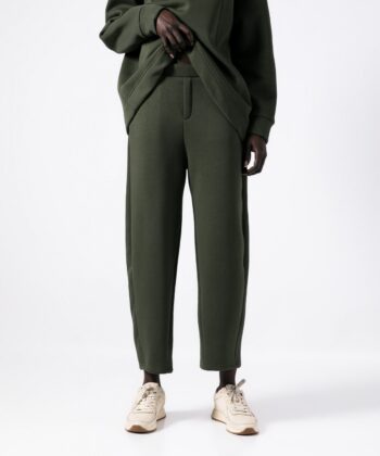 Σετ Φούτερ Oversized Μπλούζα Παντελόνι Carrot Fit Πράσινο Λαδί 2
