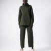 Σετ Φούτερ Oversized Μπλούζα Παντελόνι Carrot Fit Πράσινο Λαδί 3