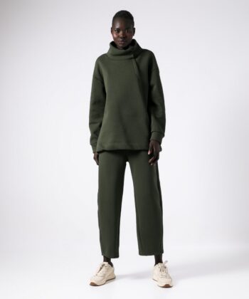 Σετ Φούτερ Oversized Μπλούζα Παντελόνι Carrot Fit Πράσινο Λαδί 3
