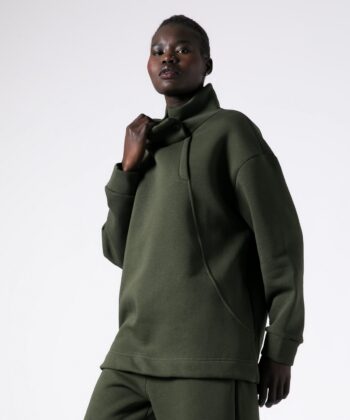 Σετ Φούτερ Oversized Μπλούζα Παντελόνι Carrot Fit Πράσινο Λαδί 4