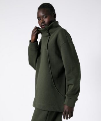 Σετ Φούτερ Oversized Μπλούζα Παντελόνι Carrot Fit Πράσινο Λαδί 6