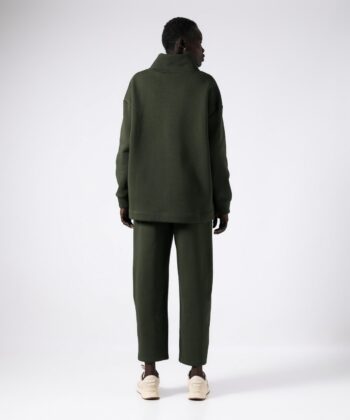 Σετ Φούτερ Oversized Μπλούζα Παντελόνι Carrot Fit Πράσινο Λαδί 8