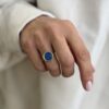 Round Gold Plated Enamel Ring Blue