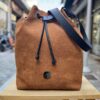 Tan Suede Crossbody Bucket Bag