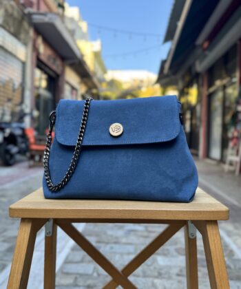 Τσάντα Χιαστί Suede Μπλε 1