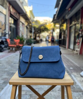 Τσάντα Χιαστί Suede Μπλε2